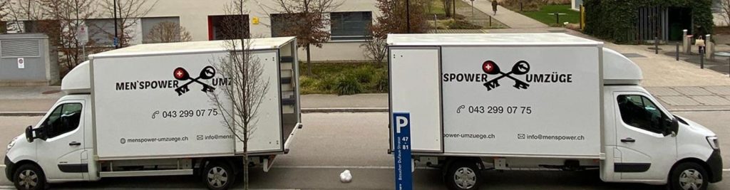Zwei Transporter vo Menspower – d Umzugsfirma Zürich mit Profis für zuverlässig Zügle in dr Schwiiz